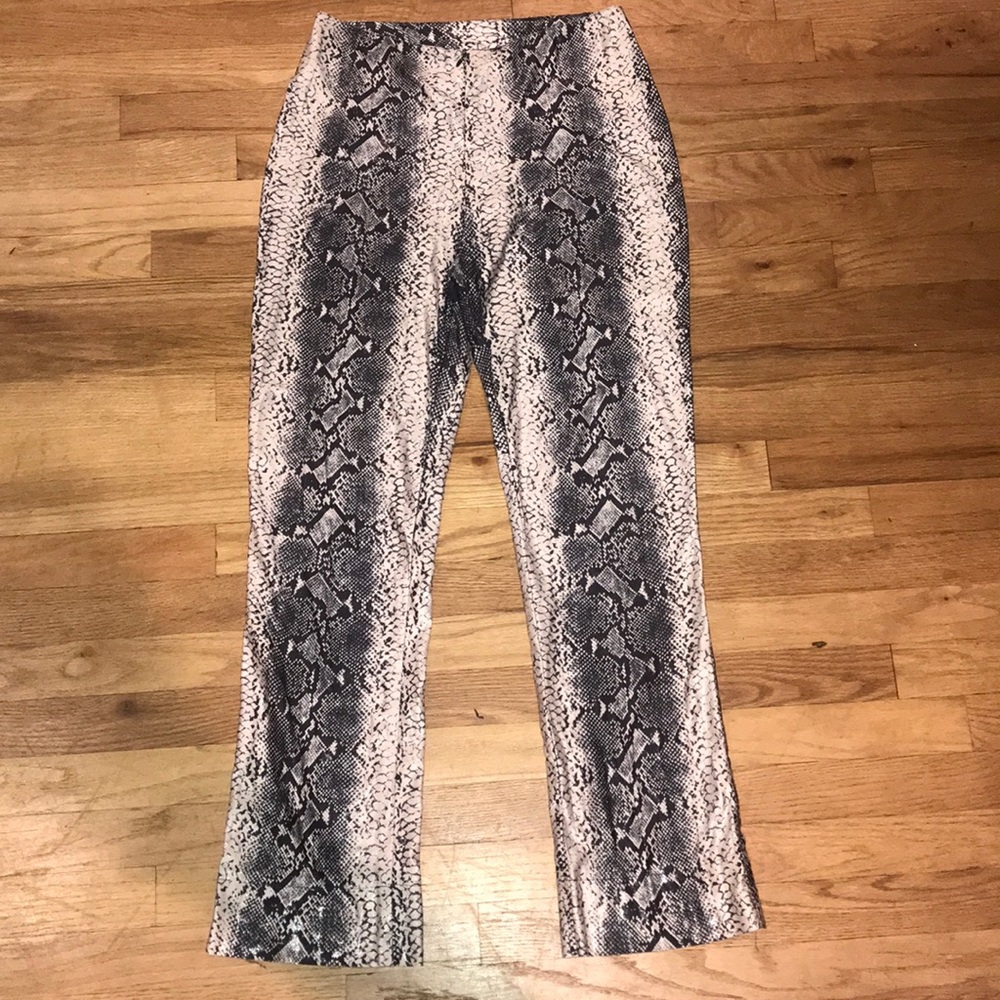 Stretch Python Embossed Print Bootleg Pant - image 1